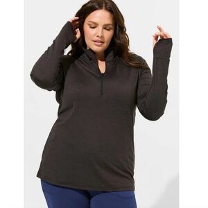 Torrid Active Supersoft Performance Jersey Half Zip Black Top Long Sleeve 2X